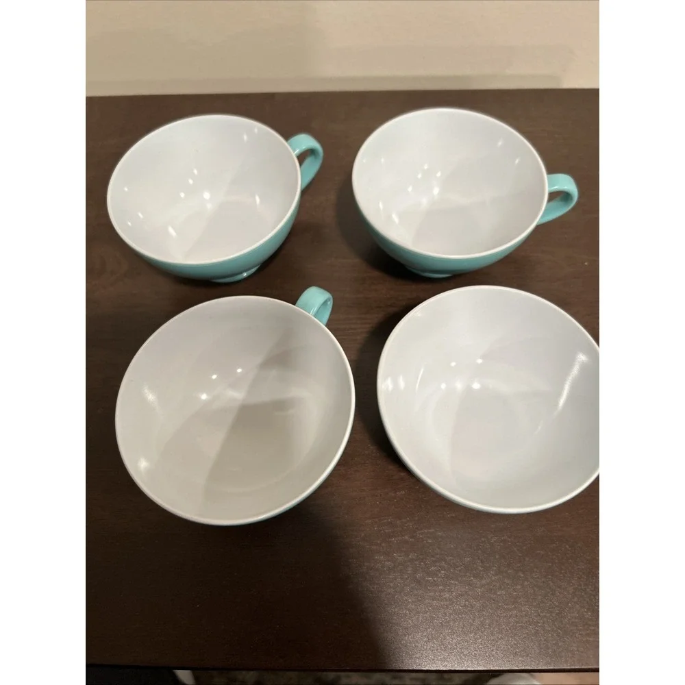 Texas Ware Set 4 Robin Eggs Blue‎ Turquoise Handled Cups